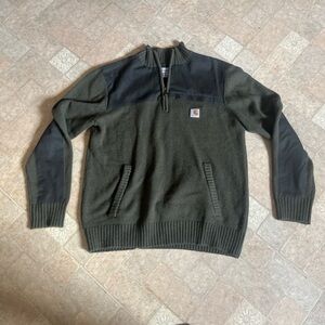 Carhartt Men's Olive and Black Zip-Up Sweater